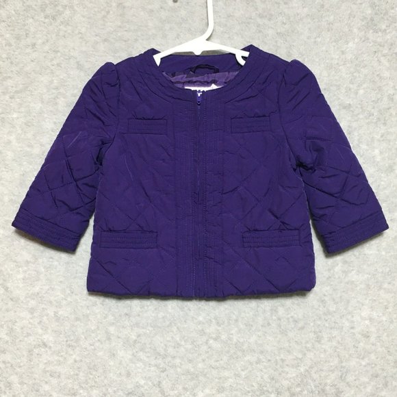 Janie and Jack Collection Girls 6-12M Jacket Quilted Coat Purple Full Zip Jacket - Picture 1 of 6